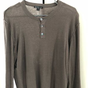 James Perse cotton linen Henley sweater. Lightweight